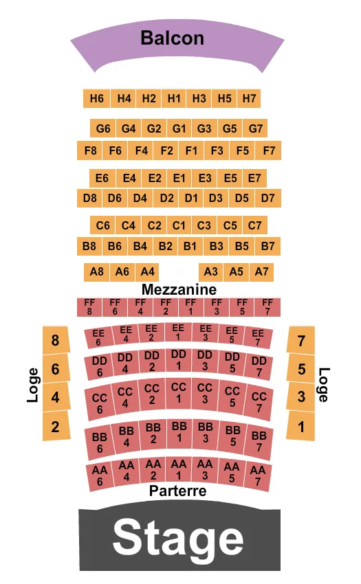 END STAGE Seating Map Seating Chart