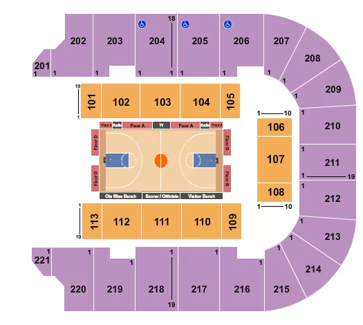 BASKETBALL NCAA Seating Map Seating Chart