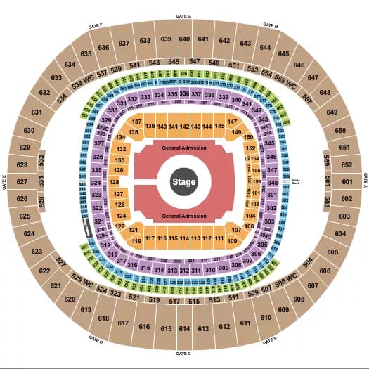 KANYE WEST Seating Map Seating Chart