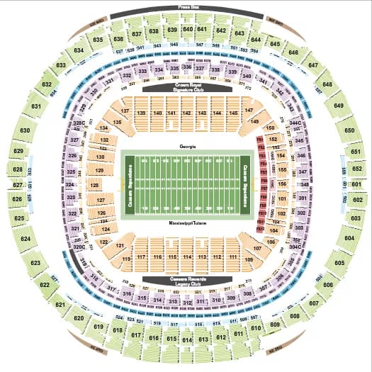 FOOTBALL SUGAR BOWL RW Seating Map Seating Chart