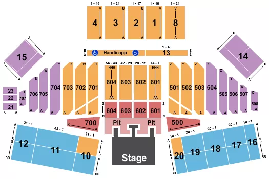 CALIFORNIA MID STATE FAIR GROUNDS ENDSTAGE GA PIT W CATWALK Seating Map Seating Chart