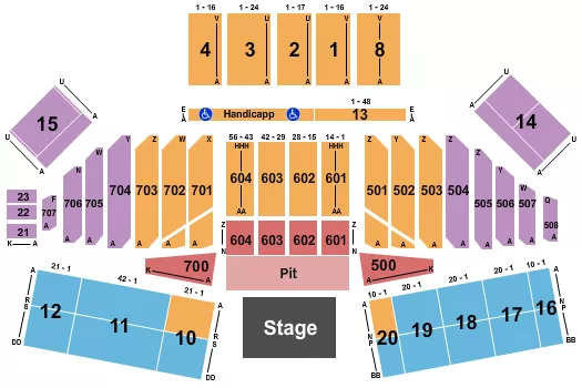 CALIFORNIA MID STATE FAIR GROUNDS ENDSTAGE PIT 2 Seating Map Seating Chart