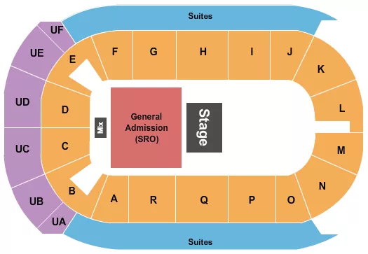 CO OP PLACE HALF HOUSE GA FLOOR Seating Map Seating Chart