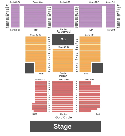 CANNERY HOTEL CASINO END STAGE Seating Map Seating Chart