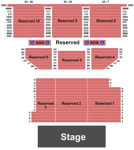 CANNERY HOTEL CASINO ENDSTAGE Seating Map Seating Chart