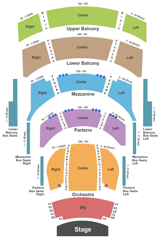 END STAGE PIT Seating Map Seating Chart