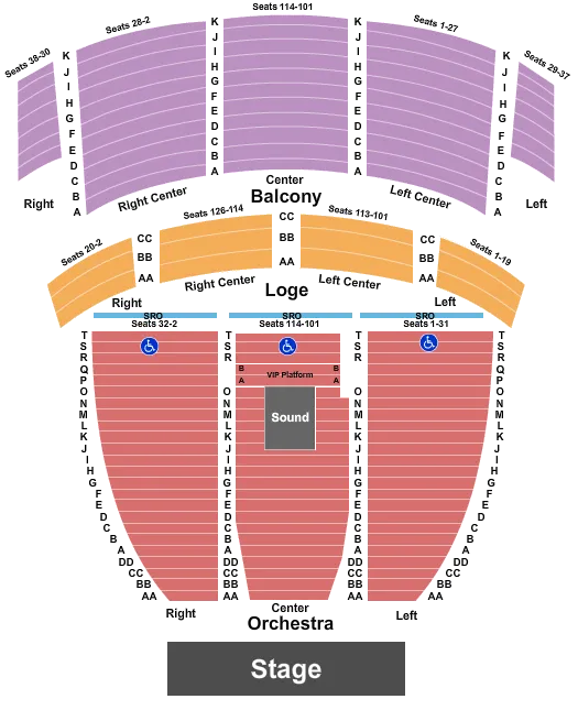 CAPITOL THEATRE PORT CHESTER END STAGE Seating Map Seating Chart