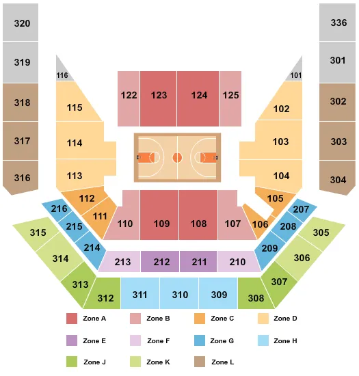 BASKETBALL INT ZONE Seating Map Seating Chart