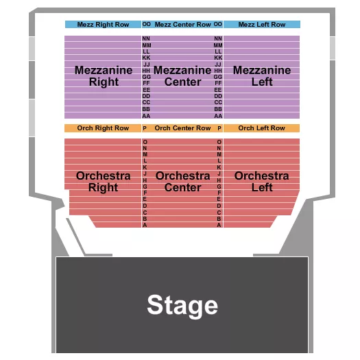 CARTERET PERFORMING ARTS EVENT CENTER ENDSTAGE ORC MEZZ Seating Map Seating Chart