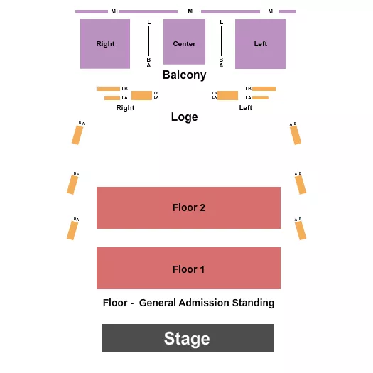 CARTERET PERFORMING ARTS EVENT CENTER ENDSTAGE GA FLOOR Seating Map Seating Chart
