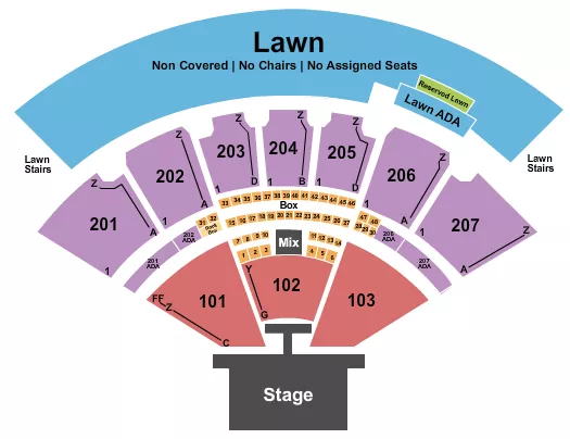 CASCADES AMPHITHEATER WA ENDSTAGE WITH CATWALK Seating Map Seating Chart