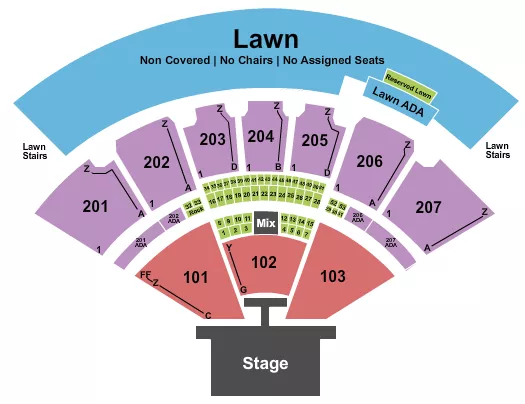 CASCADES AMPHITHEATER WA ENDSTAGE WITH CATWALK Seating Map Seating Chart