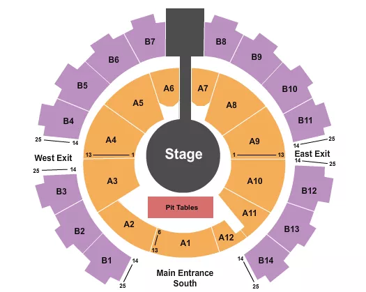 CELEBRITY THEATRE AZ CENTER STAGE PIT TABLES Seating Map Seating Chart