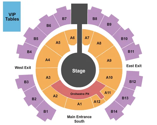 CELEBRITY THEATRE AZ CENTER STAGE VIP TABLES Seating Map Seating Chart