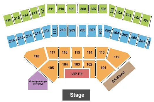 ENDSTAGE VIP PIT Seating Map Seating Chart