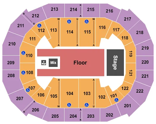 ENDSTAGE FLOOR W B STAGE Seating Map Seating Chart