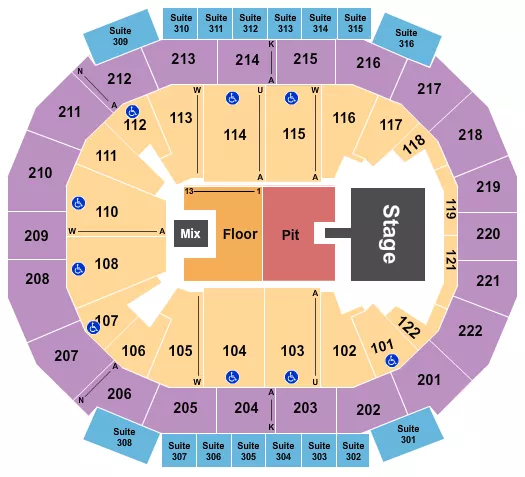 ENDSTAGE PIT W CATWALK Seating Map Seating Chart