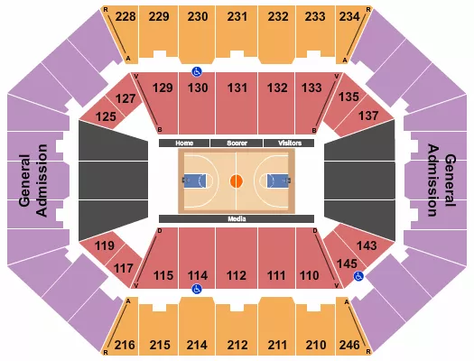 CHARLESTON COLISEUM CONVENTION CENTER CHARLESTON BASKETBALL GA 2 Seating Map Seating Chart