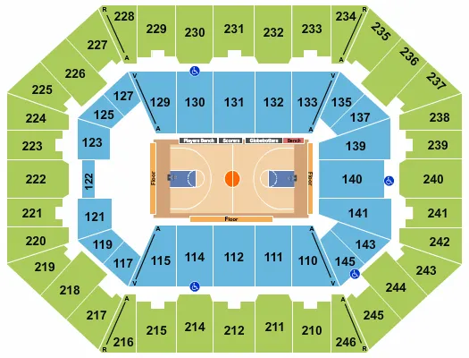 CHARLESTON COLISEUM CONVENTION CENTER CHARLESTON HARLEM GLOBETROTTERS Seating Map Seating Chart