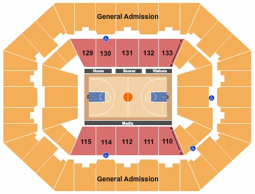 CHARLESTON COLISEUM CONVENTION CENTER CHARLESTON BASKETBALL GA Seating Map Seating Chart