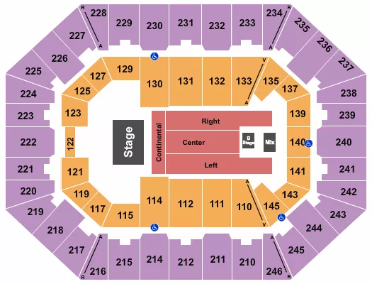 CHARLESTON COLISEUM CONVENTION CENTER CHARLESTON ENDSTAGE CONT W B STAGE Seating Map Seating Chart