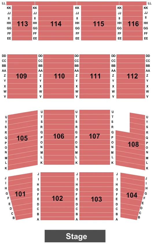 CHARLOTTE HARBOR EVENT CONFERENCE CENTER END STAGE Seating Map Seating Chart