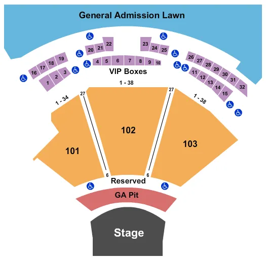 END STAGE PIT Seating Map Seating Chart