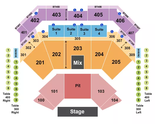 CHOCTAW CASINO RESORT DURANT ENDSTAGE PIT 3 Seating Map Seating Chart