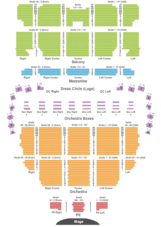 END STAGE Seating Map Seating Chart