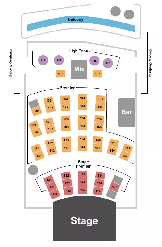 CITY WINERY PITTSBURGH END STAGE Seating Map Seating Chart