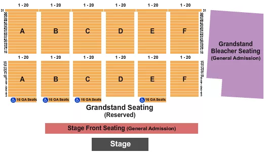 CLAY COUNTY FAIR EVENTS CENTER END STAGE STAGE FRONT SEATING Seating Map Seating Chart