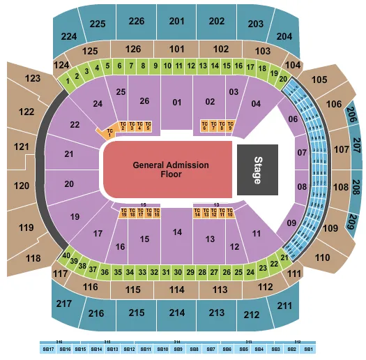 ENDSTAGE GA FLOOR Seating Map Seating Chart
