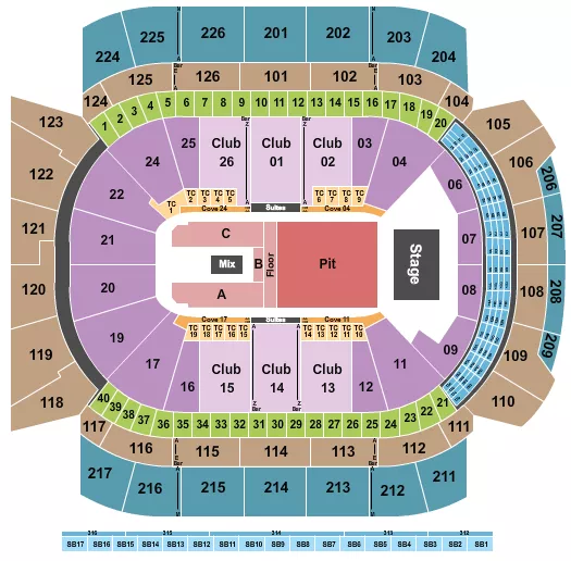 ENDSTAGE PIT FLOOR 2 Seating Map Seating Chart