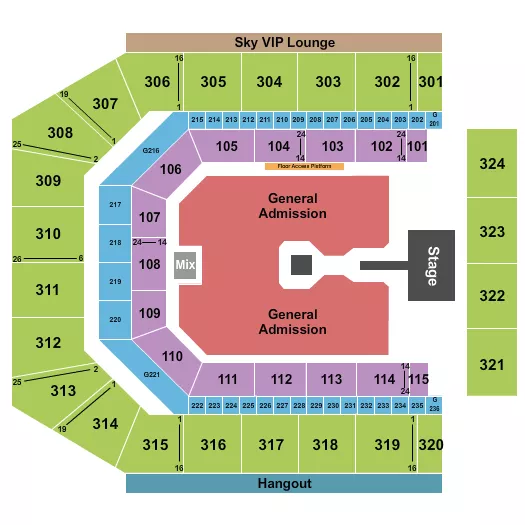 CO OP LIVE ALEX WARREN Seating Map Seating Chart