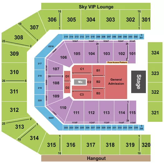 CO OP LIVE ENDSTAGE GA PIT Seating Map Seating Chart