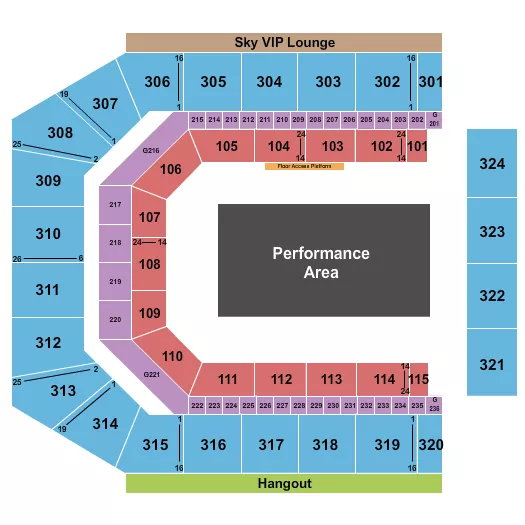 CO OP LIVE PERFORMANCE AREA Seating Map Seating Chart