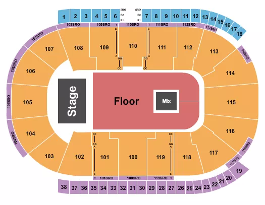 COCA COLA COLISEUM ENDSTAGE GA 2 Seating Map Seating Chart