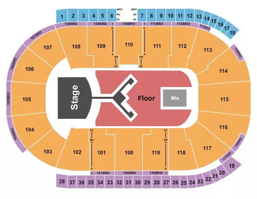 COCA COLA COLISEUM SHINEDOWN Seating Map Seating Chart
