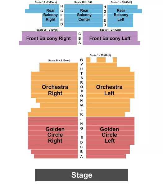 THE COLONIAL THEATRE PHOENIXVILLE ENDSTAGE GC 2 Seating Map Seating Chart