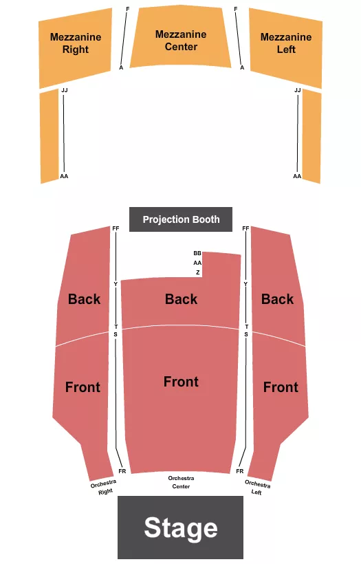UPTOWN THEATER RI ENDSTAGE 2 Seating Map Seating Chart
