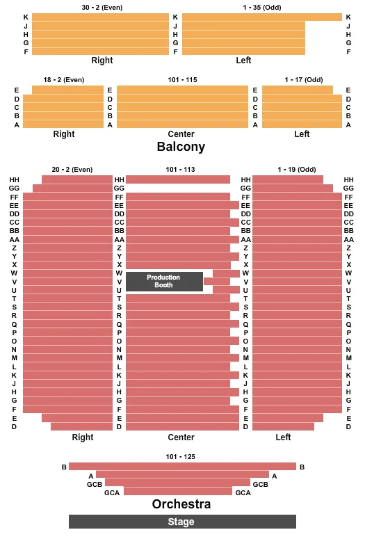 END STAGE Seating Map Seating Chart