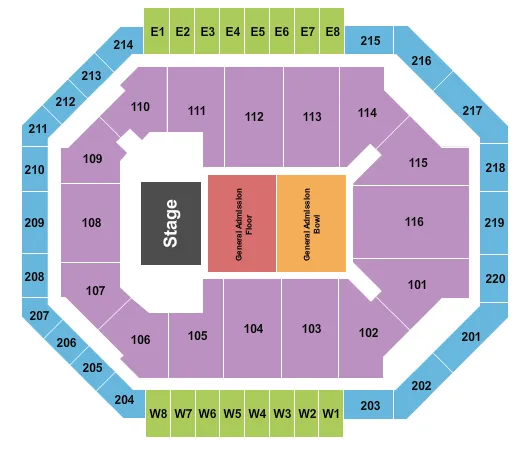 ENDSTAGE GA FLOOR GA BOWL Seating Map Seating Chart