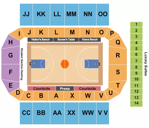 BASKETBALL Seating Map Seating Chart