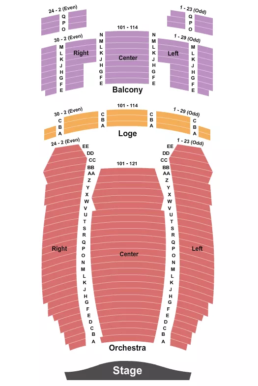 END STAGE Seating Map Seating Chart