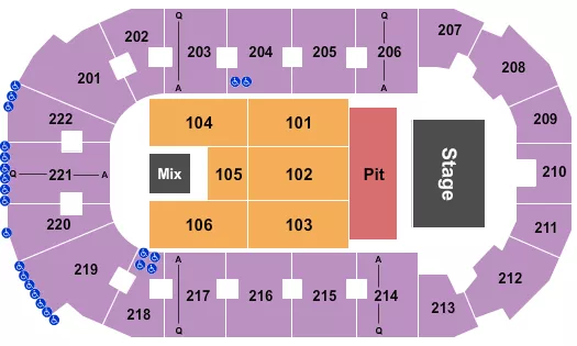 COVELLI CENTRE YOUNGSTOWN CODY JOHNSON Seating Map Seating Chart