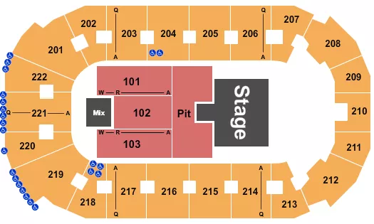COVELLI CENTRE YOUNGSTOWN ENDSTAGE PIT W CATW Seating Map Seating Chart