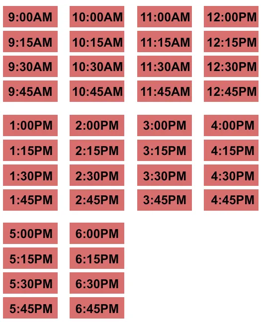 TIME ENTRY Seating Map Seating Chart