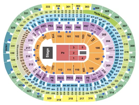 CRYPTOCOM ARENA ENDSTAGE GA PIT 2 Seating Map Seating Chart