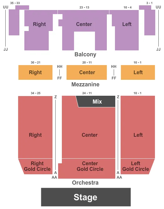 ENDSTAGE WITH GOLD CIRCLE Seating Map Seating Chart