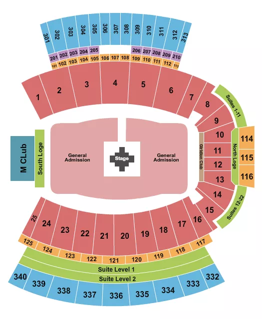 ZACH BRYAN Seating Map Seating Chart